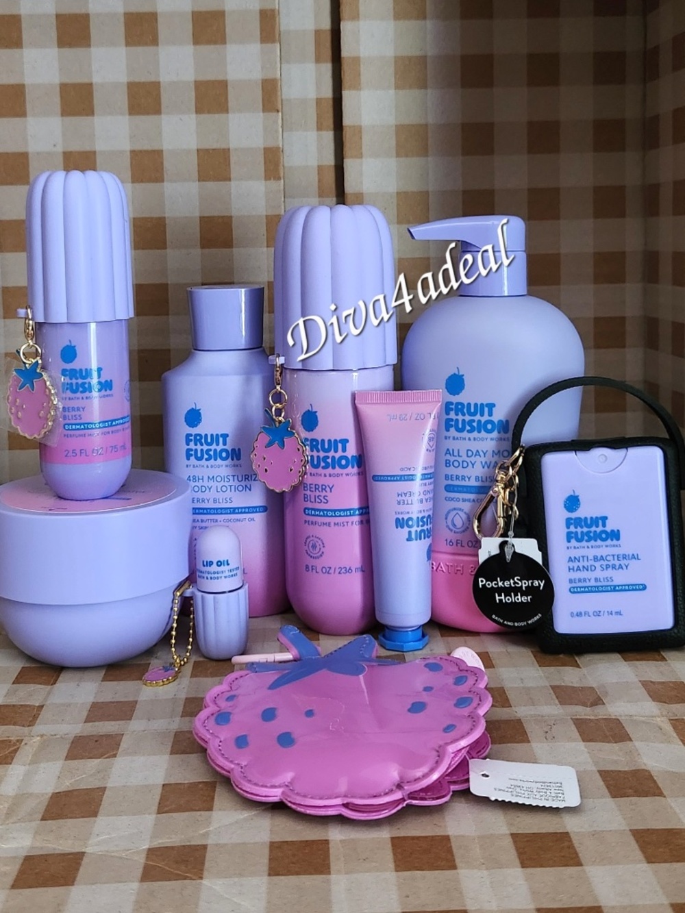 New! Bath & Body Works Fruit Fusion: BERRY BLISS 10PC Collection Bundle